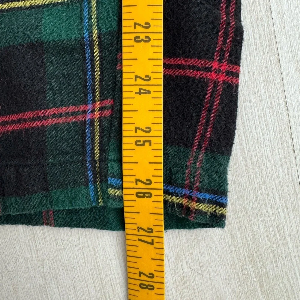 Chaps Pajama Set‎ Women Medium Green Red Black Tartan Plaid Flannel Holiday Cozy